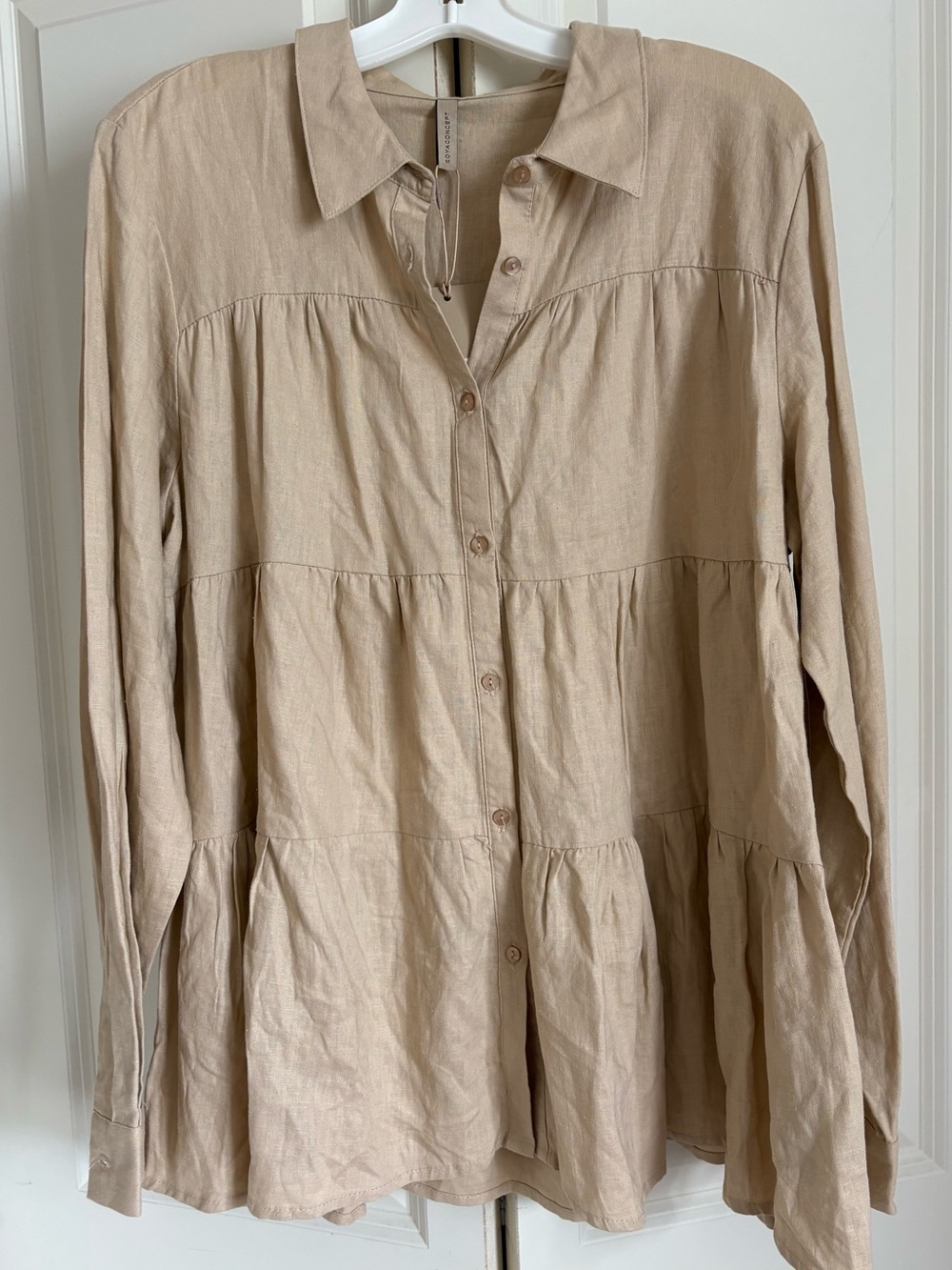 SoyaConcept Beige Tiered Button-Front Shirt